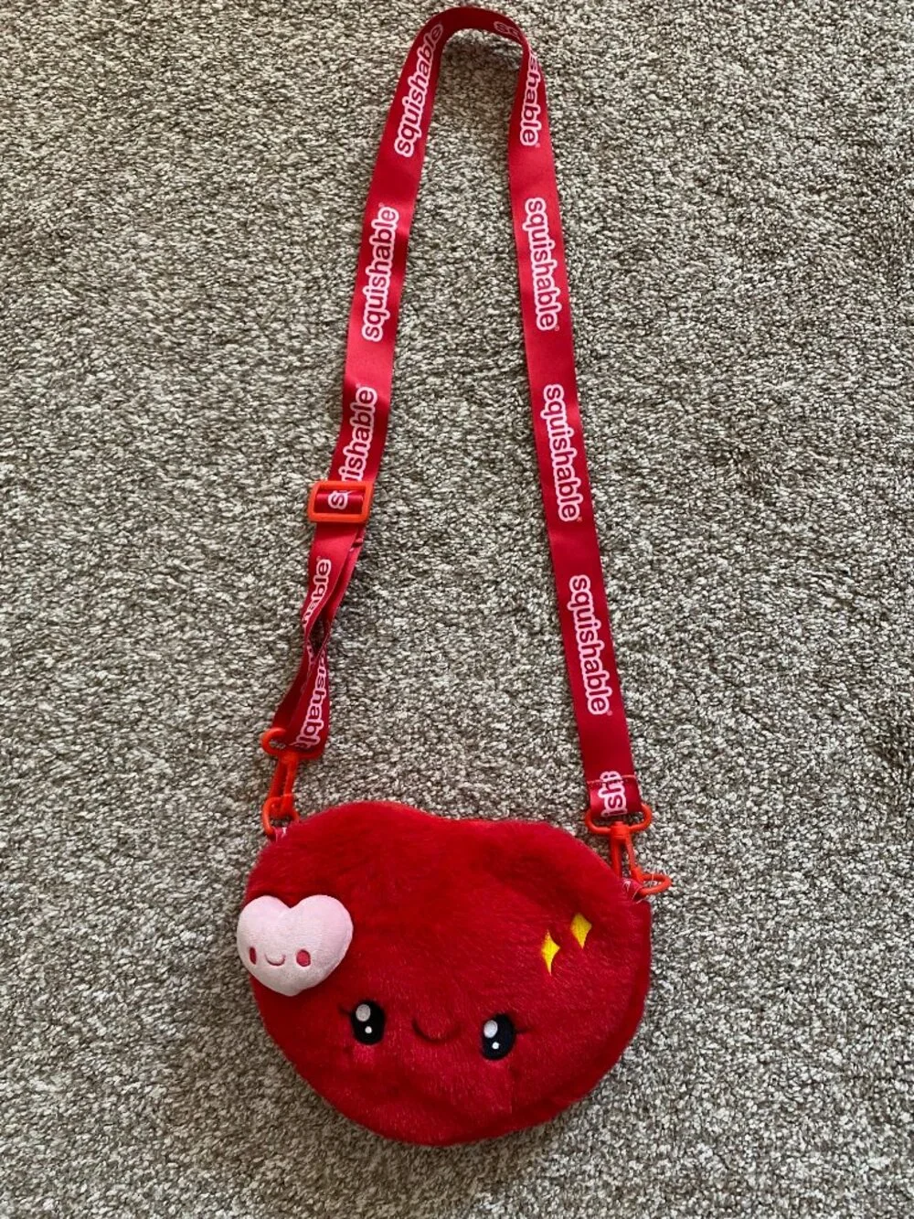 Squishable Heart Fuzzy Crossbody Bag Red Plush Kawaii Purse With Strap